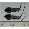 Image 1 : Sterling .925 silver pair of earrings (appears to have a jade stones – unchecked)