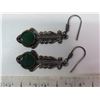 Image 2 : Sterling .925 silver pair of earrings (appears to have a jade stones – unchecked)