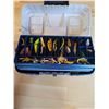 Image 2 : 20"x9"x10" - Plano tackle box - jammed with dozens of lures, hooks, jigs, etc. Many are new