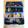 Image 5 : 20"x9"x10" - Plano tackle box - jammed with dozens of lures, hooks, jigs, etc. Many are new