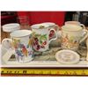 Image 3 : Lot of specialty mugs and a serving tray and decorative Bouquet holder