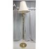 Image 1 : Gold colored, metal floor lamp - with shade - 5ft H