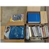 Image 1 : 4 boxes of assorted house hold items: Scrapbooks, albums, bags, clothes