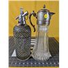 Image 1 : Very old chrome mesh soda siphon and glass carafe pitcher with silver handle. Both very heavy. Sipho