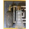 Image 7 : Very old chrome mesh soda siphon and glass carafe pitcher with silver handle. Both very heavy. Sipho