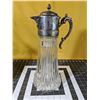 Image 8 : Very old chrome mesh soda siphon and glass carafe pitcher with silver handle. Both very heavy. Sipho