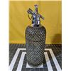 Image 9 : Very old chrome mesh soda siphon and glass carafe pitcher with silver handle. Both very heavy. Sipho