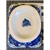 Image 10 : Huge lot  (19 pieces) of very heavy antique-ground kitchenware in the delft style. Nine 12 in plates
