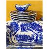 Image 3 : Huge lot  (19 pieces) of very heavy antique-ground kitchenware in the delft style. Nine 12 in plates