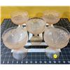 Image 1 : Five pieces of frosted pink glass in excellent condition. Footed dessert bowls.
