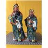 Image 1 : Very large porcelain Guan Yu warrior statues. With detachable weapons. 18 in and 16 in tall. Smaller