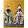 Image 1 : Two Sanxing dieties. Very colorful; mint condition. Marks on bases. About 16 in tall and 7 in wide.