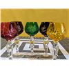 Image 2 : Five pieces of bohemian crystal, long stem cut glass (liquer/port) and four pieces of gold gilded bo