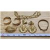 Image 2 : Gold Toned Jewelry, 3 Earrings, Necklace, Bracelet, Brooch