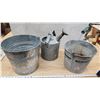 Image 3 : Vintage Galvanized steel pails and watering can