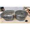 Image 1 : Vintage galvanized steel wash tubs - square and round
