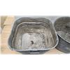 Image 3 : Vintage galvanized steel wash tubs - square and round