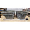 Image 4 : Vintage galvanized steel wash tubs - square and round