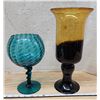 Image 3 : Nice large 2 tone glass vase - 14"H & Vibrant large green glass goblet - 10"H