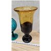 Image 4 : Nice large 2 tone glass vase - 14"H & Vibrant large green glass goblet - 10"H