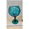 Image 5 : Nice large 2 tone glass vase - 14"H & Vibrant large green glass goblet - 10"H