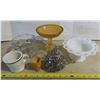 Image 3 : Lot of assorted kitchen & Dishware: Including Milk glass candy bowl & other unique glassware