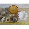 Image 4 : Lot of assorted kitchen & Dishware: Including Milk glass candy bowl & other unique glassware