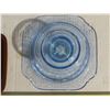 Image 4 : Madrid blue depression glass candy bowl + Suffolk Butter Cooler