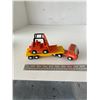 Image 2 : HESS Gasoline car hauler and Tonka flat deck with forklift;