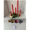 Image 1 : Vintage Christmas candle light(works) and Christmas light reflectors;