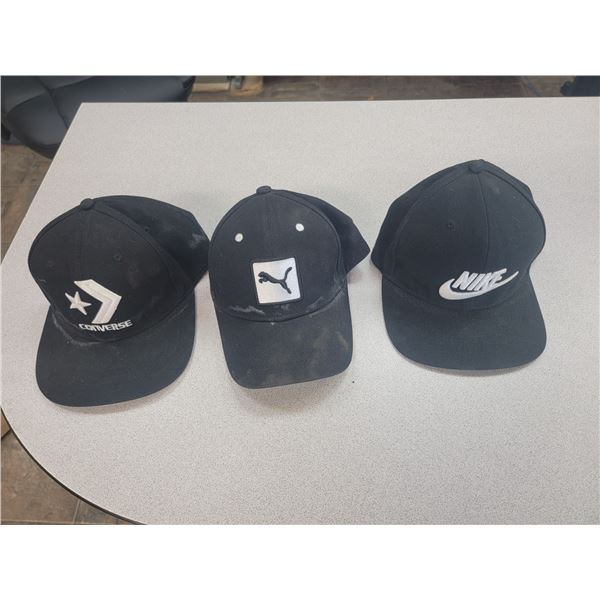 3 caps - Nike, Converse, + Puma