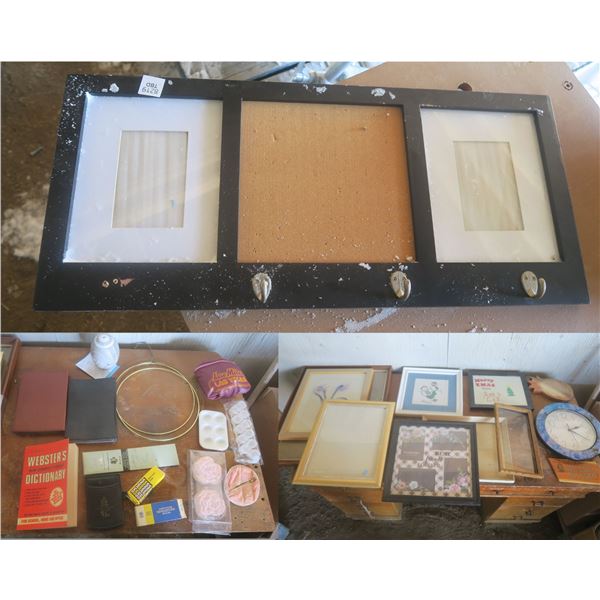 lot of picture frames, clocks, & other misc