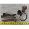 Image 1 : 3 Antique Rail Road Spikes & Iron Horse related tack