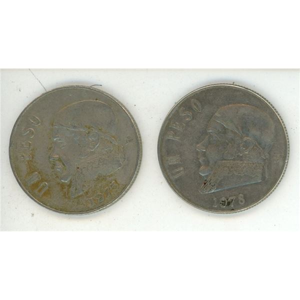 1975 & 1978 UN Peso Estados Unidos Mexicanos coins