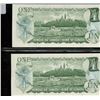 Image 2 : Lot of 2 Consecutive Serial Number 1973 $1 notes. Crow-Bouey signatures. AMU Prefix. BC-46b. Serial 