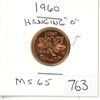 Image 1 : 1960 Canadian Penny - Hanging 0, MS65