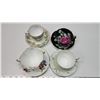 Image 2 : 4 Assorted teacups and saucers