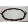 Image 1 : Large wood framed glass serving tray - 25.5"Long x 16"W