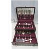 Image 2 : wooden silverware case - full with 1947 Roger Bros Utensils (silver plated?)