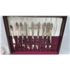 Image 3 : wooden silverware case - full with 1947 Roger Bros Utensils (silver plated?)