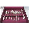 Image 4 : wooden silverware case - full with 1947 Roger Bros Utensils (silver plated?)