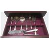 Image 5 : wooden silverware case - full with 1947 Roger Bros Utensils (silver plated?)