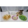 Image 1 : assorted crystal dishwares - carnival glass, milk glass, etc.