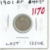 Image 1 : 1901 Canadian Victorian Silver 5 Cents. Last issue for Queen Victoria. EF-40. Nice.