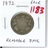 Image 1 : 1892 Canadian Victorian Silver 25 Cents. Fair-2. Readable Date.