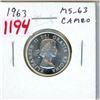 Image 1 : 1963 Canadian Silver 25 Cents. MS-63 Cameo. Mostly Bright White.
