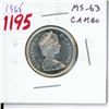 Image 1 : 1965 Canadian Silver 25 Cents. MS-63 Cameo. Bright White.