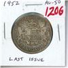 Image 1 : 1952 Canadian Silver 50 Cents. Last issue of King George VI. AU-50. Toned.