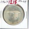 Image 1 : 1967 Canadian Silver Dollar. Centennial. MS-64.