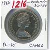 Image 1 : 1968 Nickel Dollar. Coin displays Doubling on G REGINA on Obverse. Proof Likie-65 with Cameo.